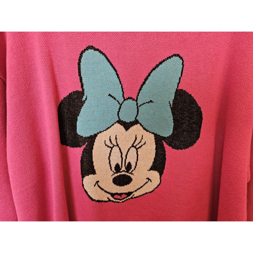 NWT Disney Minnie Mouse Bow Hot Pink Knit Long Sleeve Sweater Crew Neck, Plus 3X - Picture 2 of 8